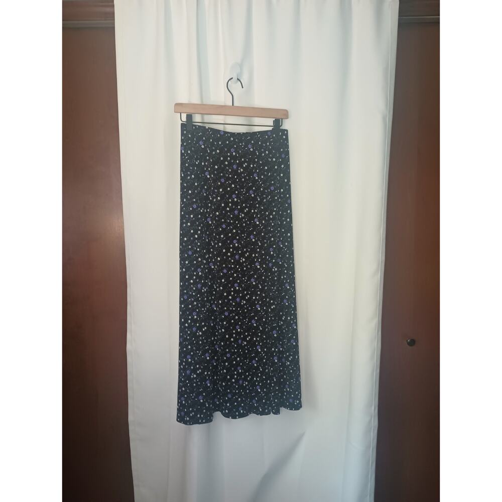 Vtg Briggs Dark Cottagecore Floral Maxi Skirt XL Button Slit Whimsigoth Y2K 90s - Picture 6 of 10
